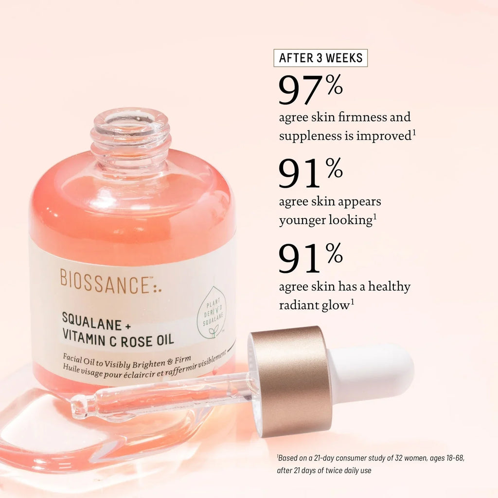 Biossance Squalane + Vitamin C Rose Oil Brightening Facial Oil 30ml