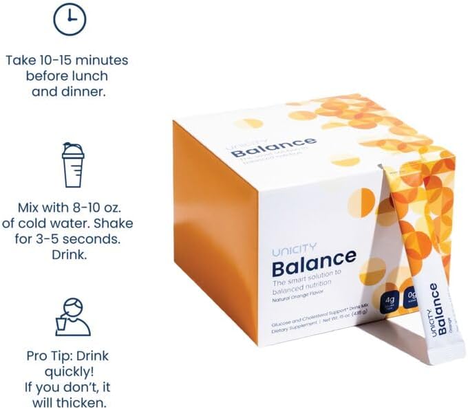 Unicity Balance Fibre Supplement Natural Orange  30 Stick Packs