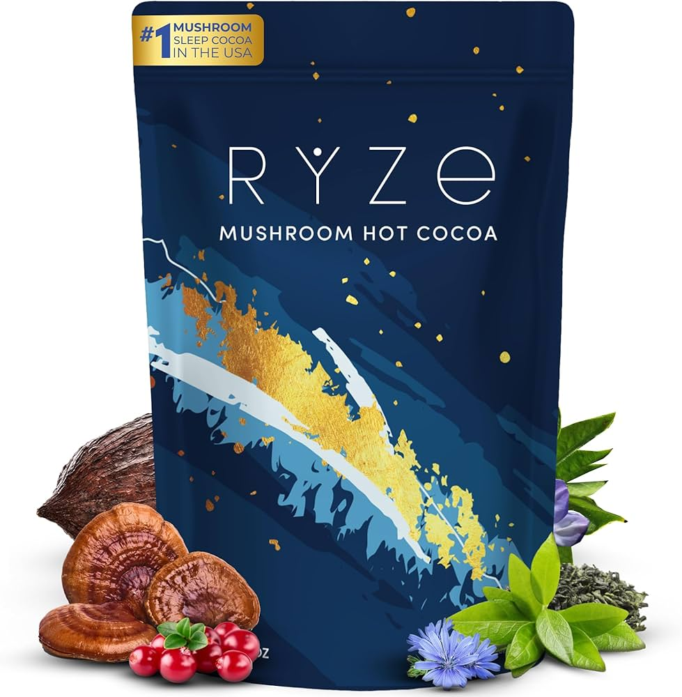 RYZE Mushroom Hot Cocoa with Melatonin Sleep Support 20 Servings - 