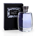 Rasasi Hawas Eau de Parfum for Him 100ml clear glass bottle with indigo liquid and silver serpentine cap next to black gift box