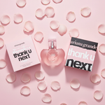 Ariana Grande Thank U Next EDP rose petals flat lay